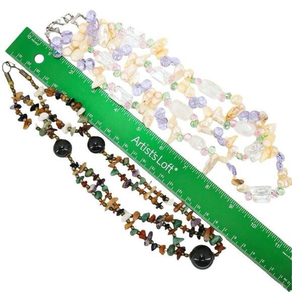 Large Lot 10 Pcs Natural Stone Jewelry Necklaces Boho Bohemian Colorful - Picture 9 of 16